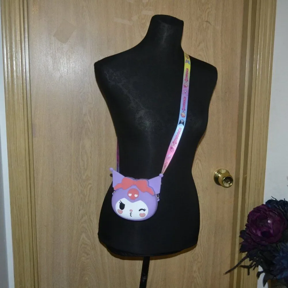 Purple Kuromi Kawaii Kissy Face Mini Crossbody Bag Cute Gift Idea Set Bundle